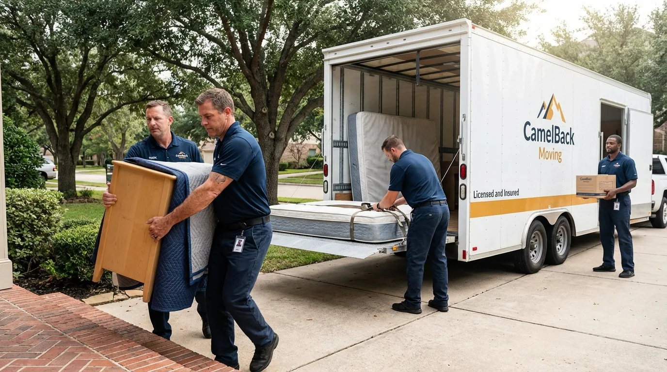Crew loading residential truck for cross-state move from Cullman, AL