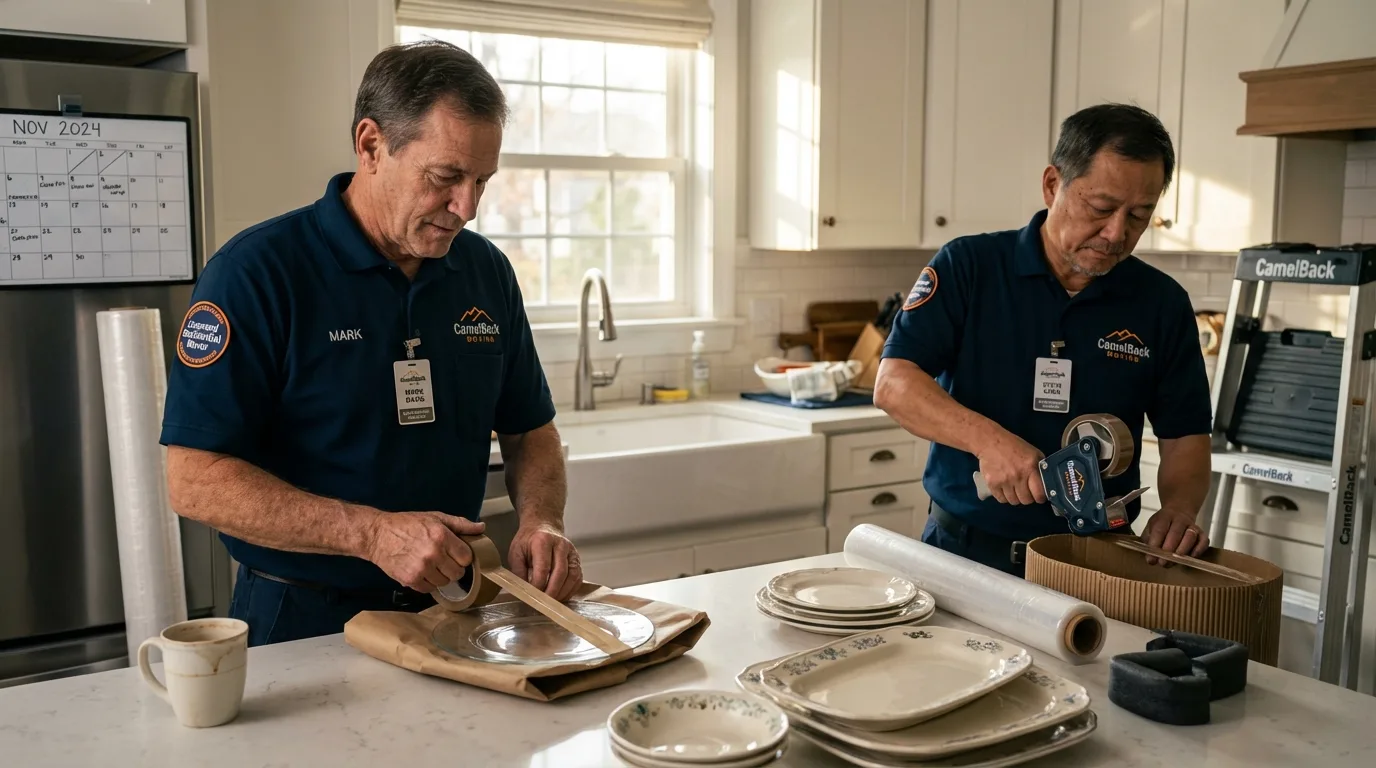 Professional crew packing kitchen dishware in Cullman, AL